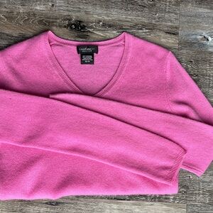 Lord & Taylor Bright Pink V-Neck Sweater